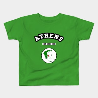 🏺 Athens Greece Strong, Greek Map, 1400 BCE, City Pride Kids T-Shirt